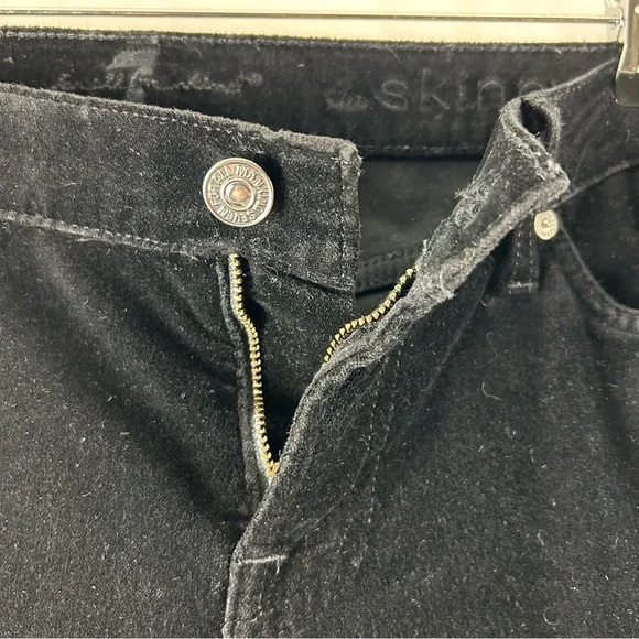 7 For All Mankind Skinny Black Velvet Jeans Size 29 - Picture 6 of 8
